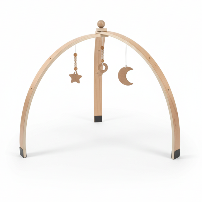 Avenlur Sapling Wooden Baby Play Gym with 3 Hanging Toys & Play Mat