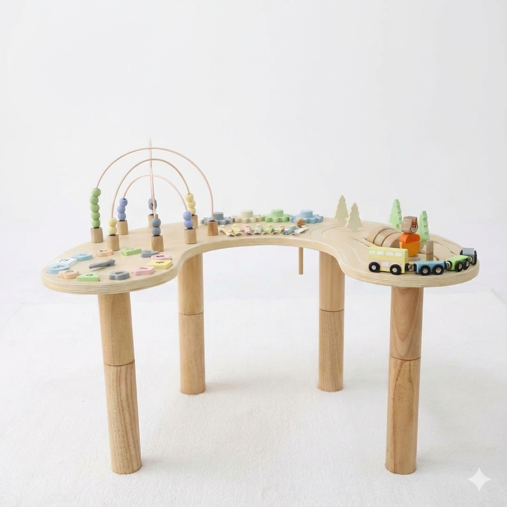 Avenlur Wooden Multi-Activity Sensory Play Table for Babies and Toddlers