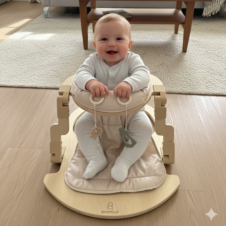 Avenlur Oakling Foldable Wooden Baby Activity Seat – Real Wood Play Seat for 10–18 Months