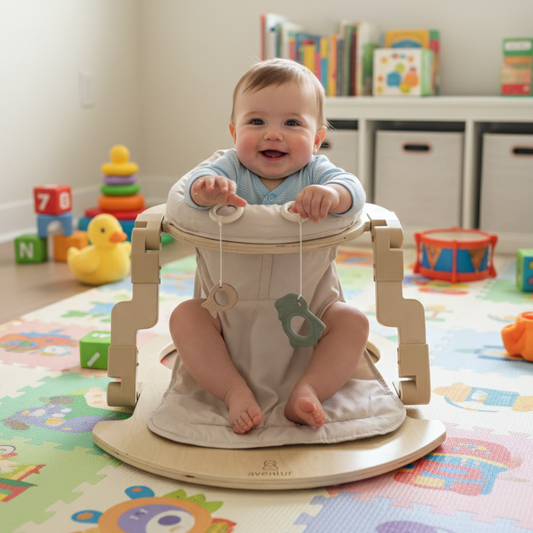 Avenlur Oakling Foldable Wooden Baby Activity Seat – Real Wood Play Seat for 10–18 Months