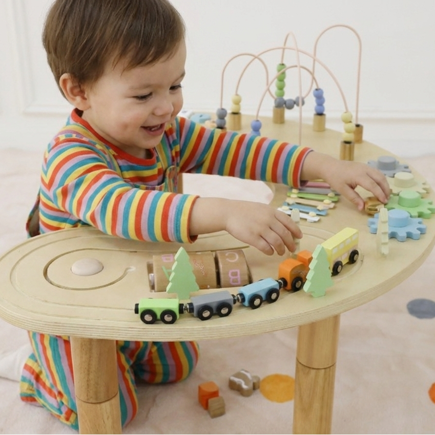 Avenlur Wooden Multi-Activity Sensory Play Table for Babies and Toddlers