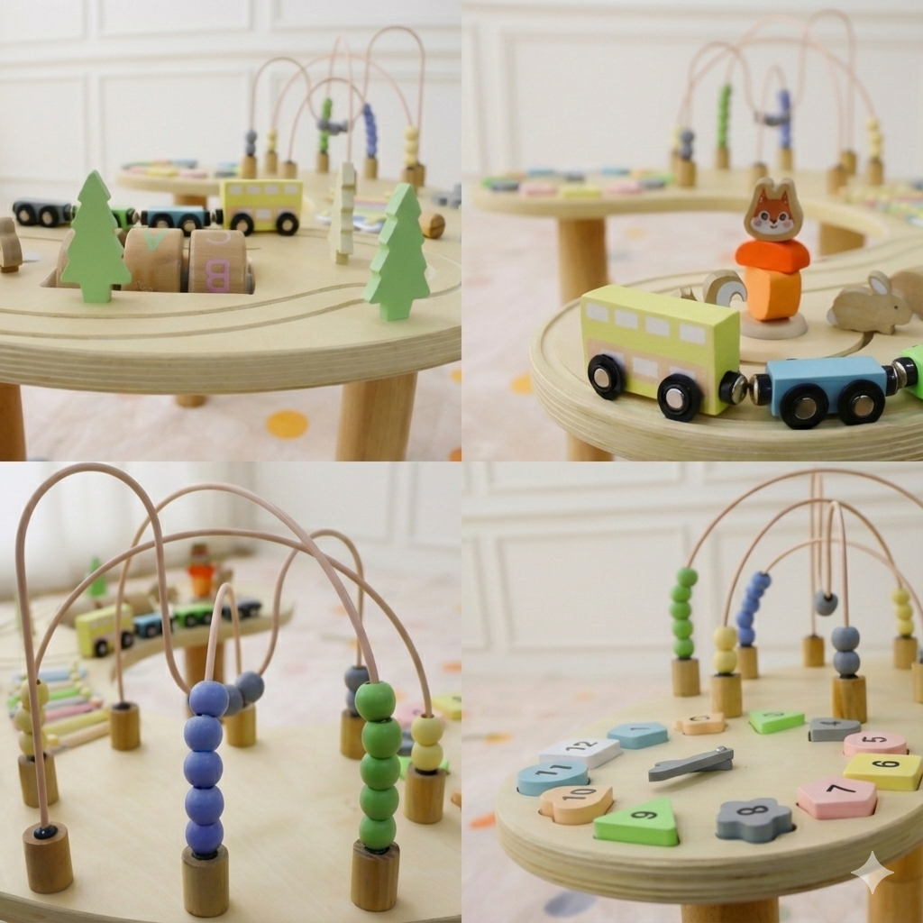 Avenlur Wooden Multi-Activity Sensory Play Table for Babies and Toddlers