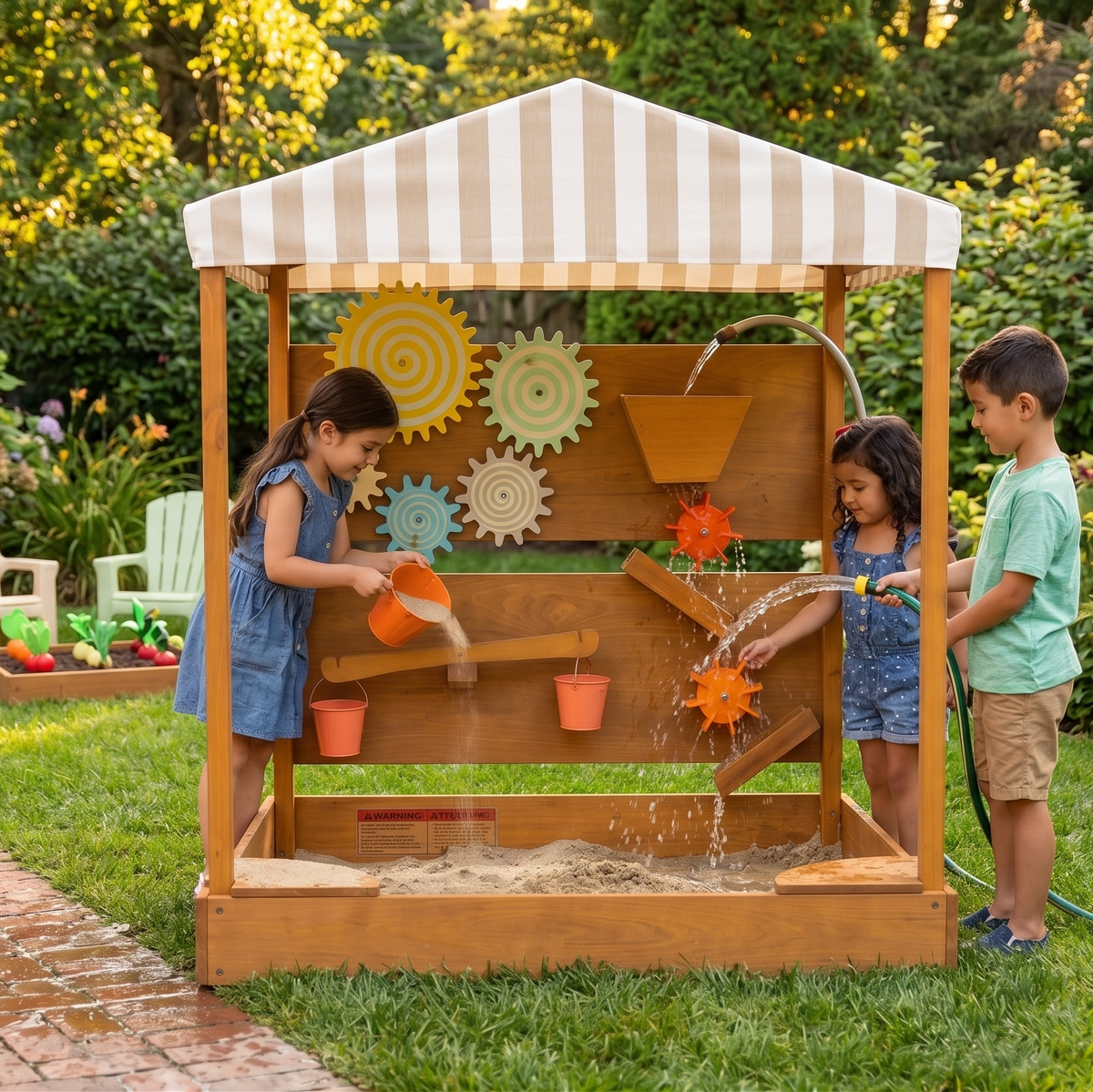 Avenlur Koa Outdoor Water Wall & Sensory Play Market – Solid Wood Backyard Playset