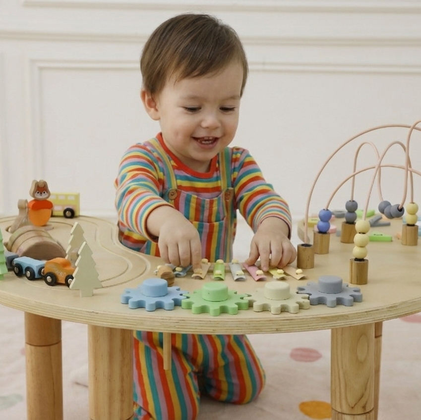Avenlur Wooden Multi-Activity Sensory Play Table for Babies and Toddlers