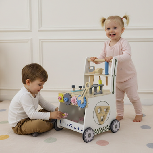 Avenlur Wooden Tool Walker – Multi-Activity Learning Wagon for Toddlers