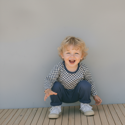 Organic Cotton Tee & Foldover Pants Set for Babies & Toddlers – Midnight Check