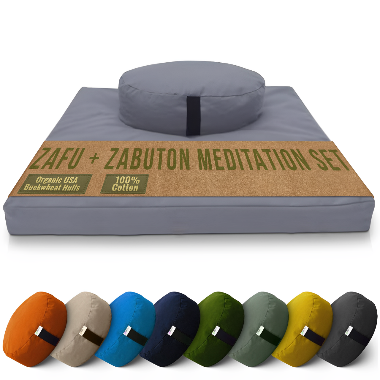 Meditation Cushion Set Zafu and Zabuton - Cotton ..Made in USA