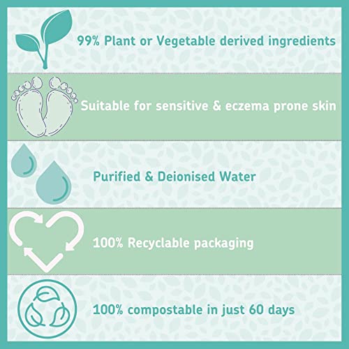 Kinder by Nature Plant-Based Biodegradable Baby Wipes with Organic Aloe & Chamomile – 672 Count (12 Packs)