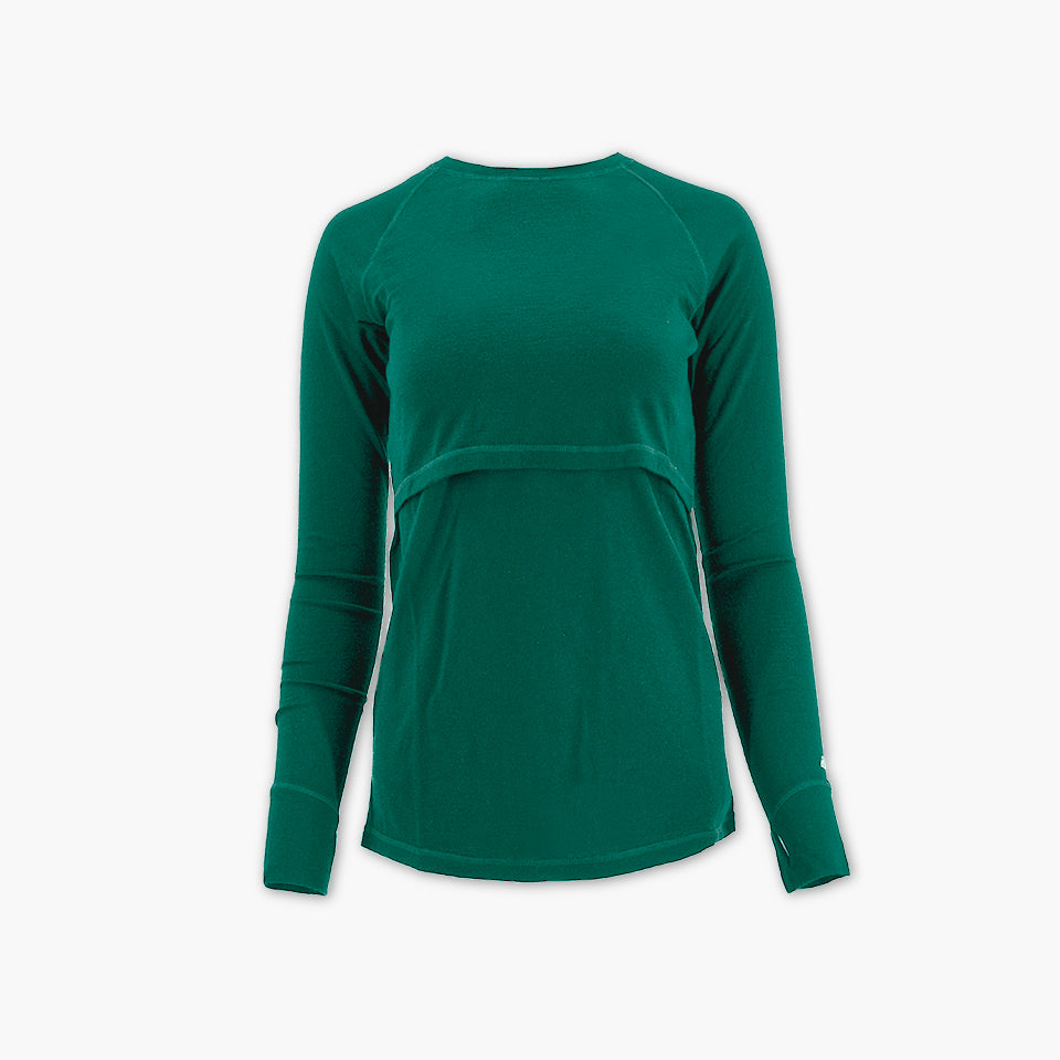 Women's Nursing Long Sleeve Baselayer Long Sleeve Shirt - 100% Merino Wool