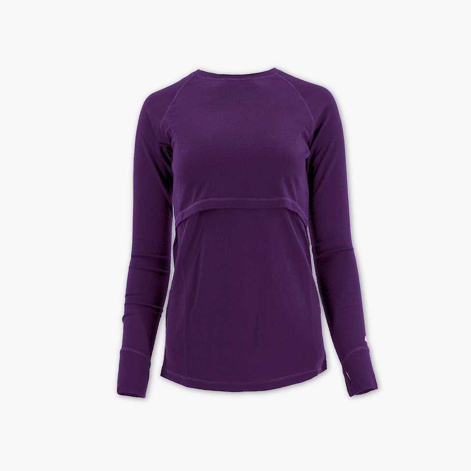Women's Nursing Long Sleeve Baselayer Long Sleeve Shirt - 100% Merino Wool