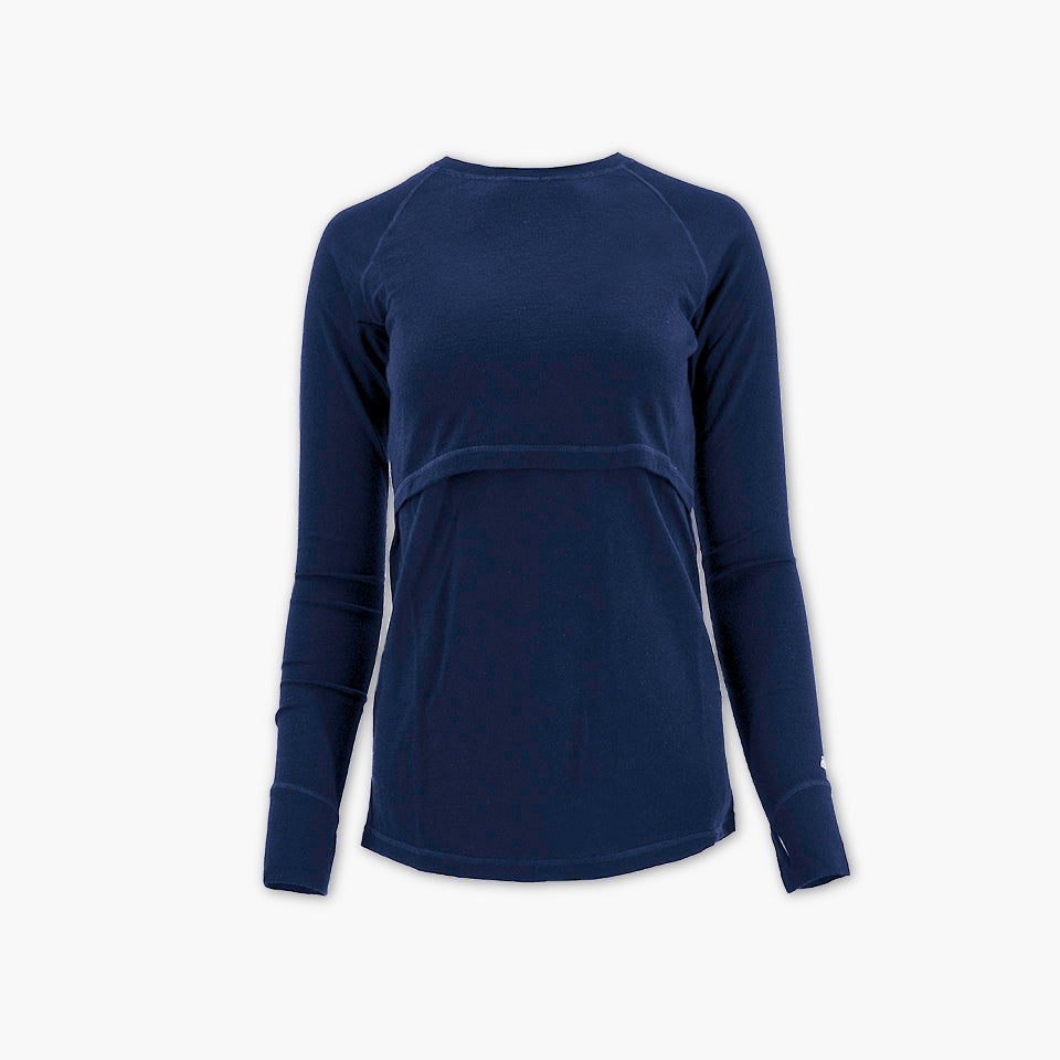 Women's Nursing Long Sleeve Baselayer Long Sleeve Shirt - 100% Merino Wool