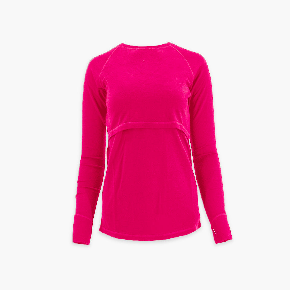 Women's Nursing Long Sleeve Baselayer Long Sleeve Shirt - 100% Merino Wool