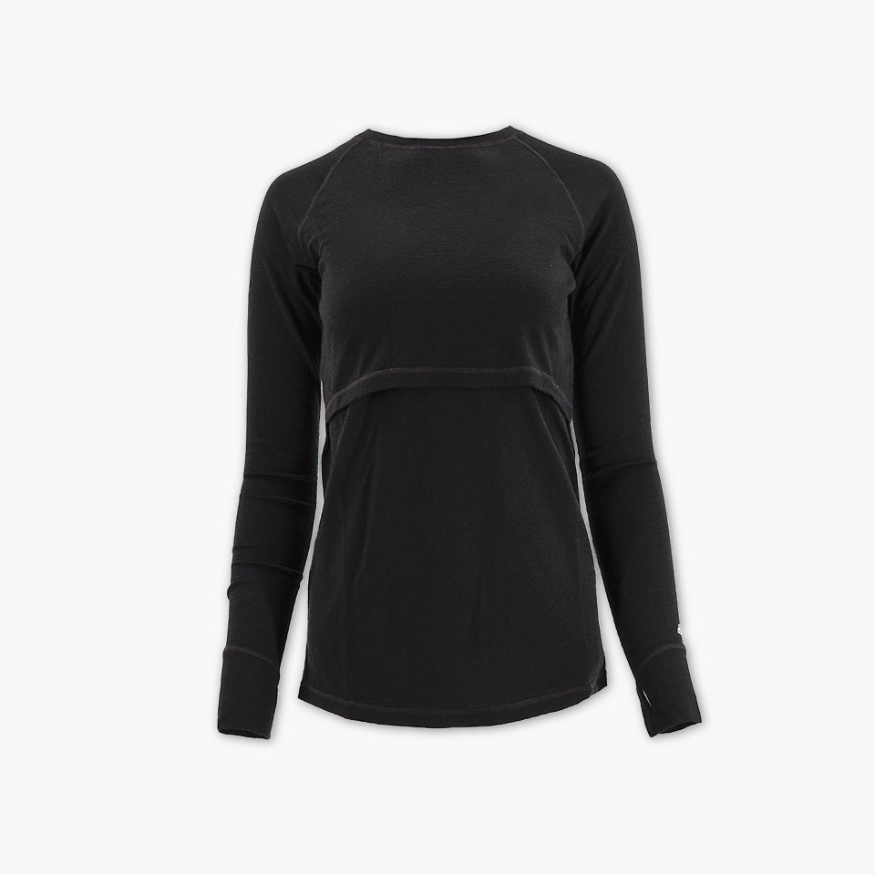 Women's Nursing Long Sleeve Baselayer Long Sleeve Shirt - 100% Merino Wool