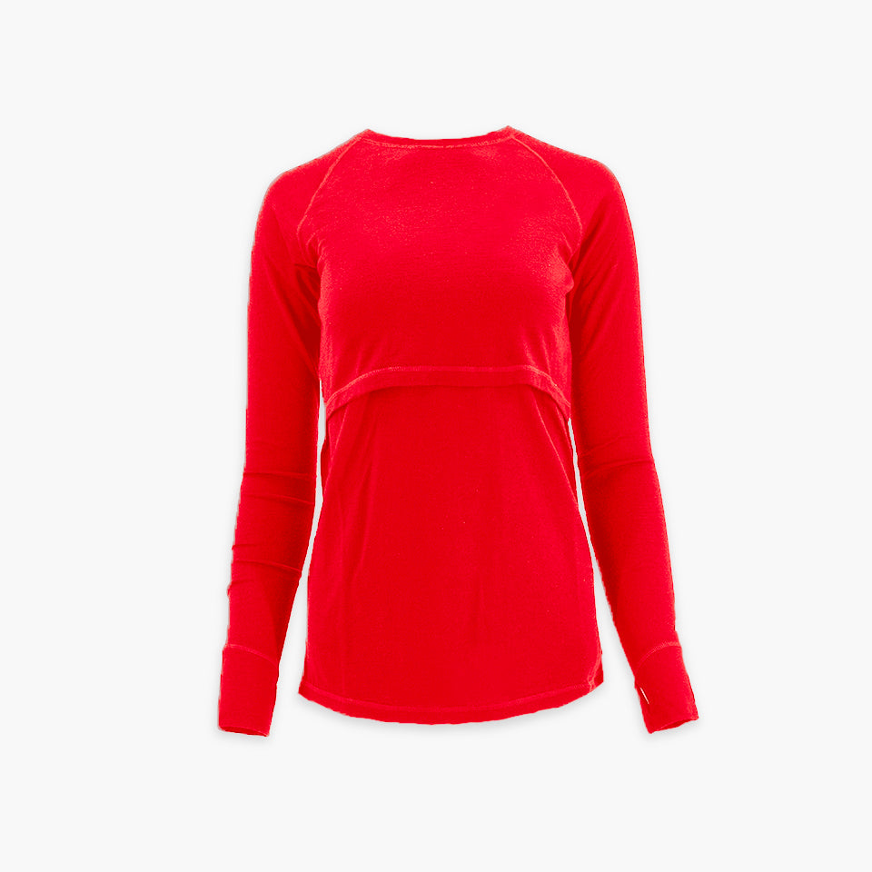 Women's Nursing Long Sleeve Baselayer Long Sleeve Shirt - 100% Merino Wool