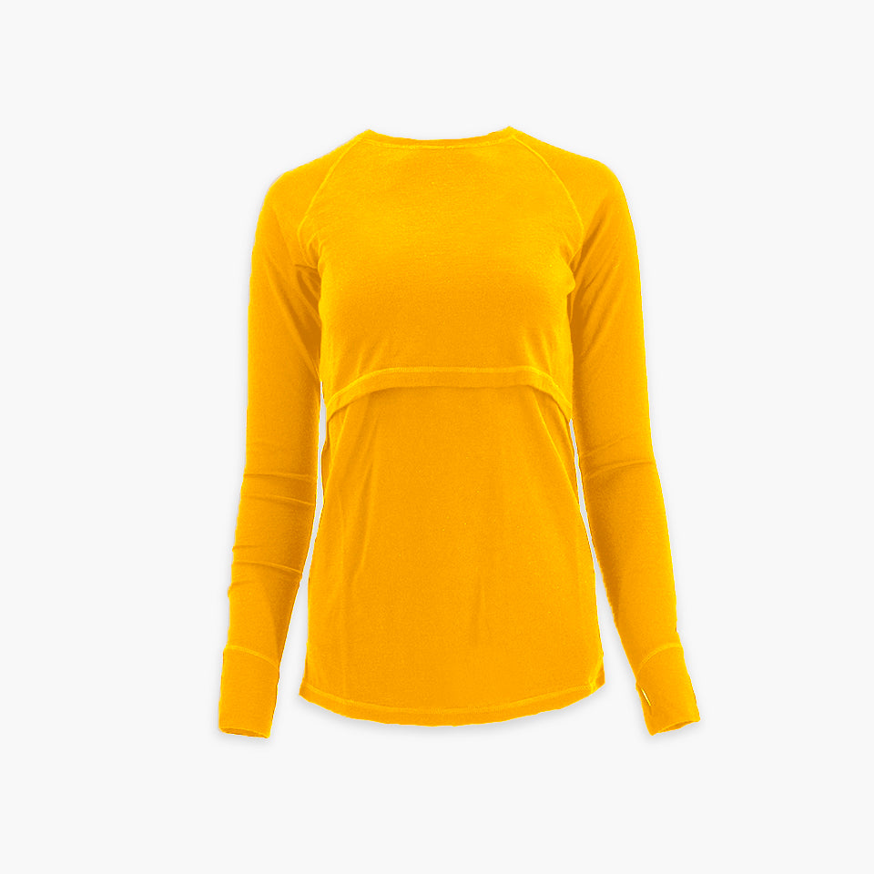 Women's Nursing Long Sleeve Baselayer Long Sleeve Shirt - 100% Merino Wool