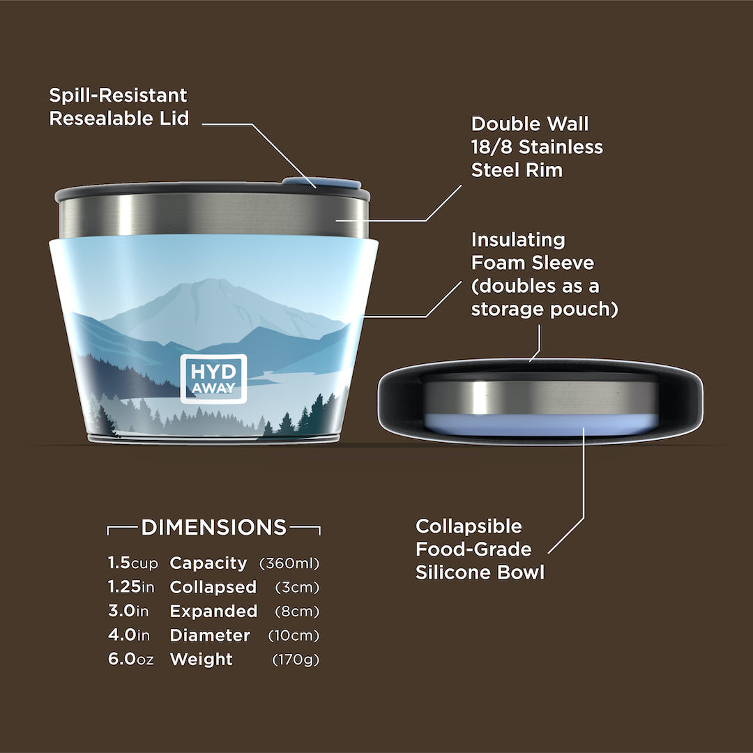 HYDAWAY Collapsible Insulated Food Grade Silicone Bowl | 1.5 Cup