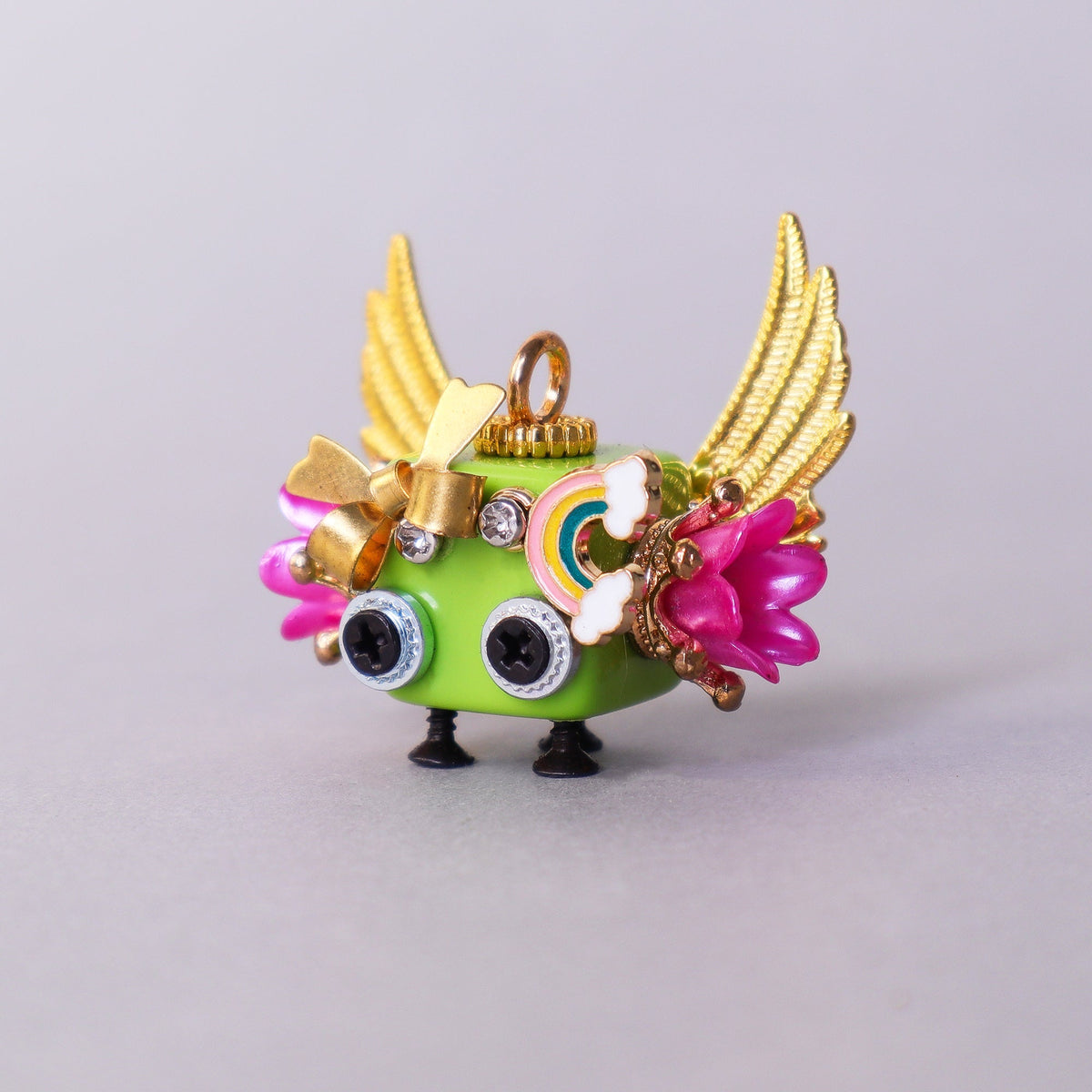 Kitsville Handcrafted Wooden Bot – Necklace, Keychain or Mini Decor