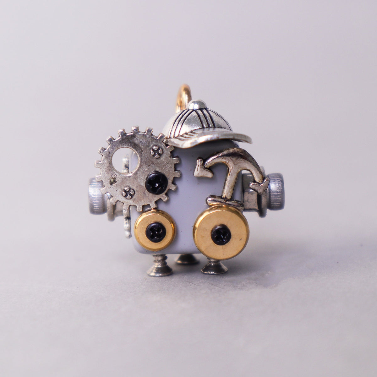 Kitsville Handcrafted Wooden Bot – Necklace, Keychain or Mini Decor