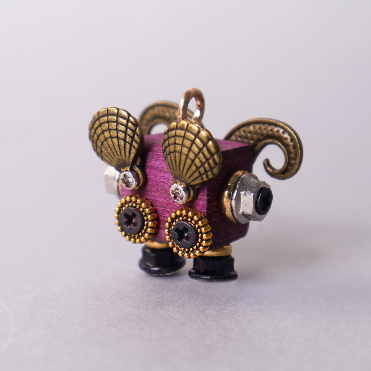 Kitsville Handcrafted Wooden Bot – Necklace, Keychain or Mini Decor