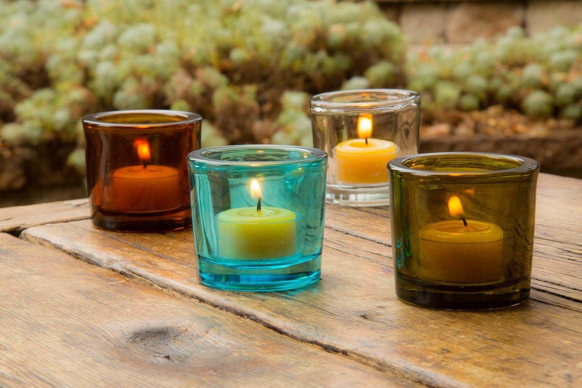 Bluecorn Heavy Glass Votive Candle Holders – 50% Recycled Glass, Single or Case of 12