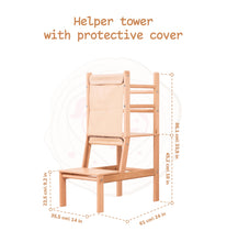 Load image into Gallery viewer, Wood and Hearts Eco-Friendly Natural Wooden Toddler Convertible Tower Step Stool
