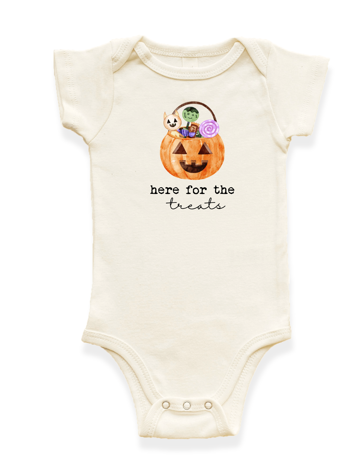 Here For The Treats Organic Cotton Baby Bodysuit – Short Sleeve, 0–18M