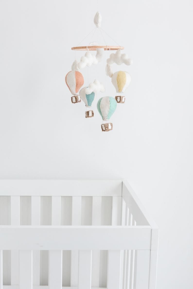 Nivas Hot Air Balloon Crib Mobile – Handmade Wool Felt Nursery Mobile