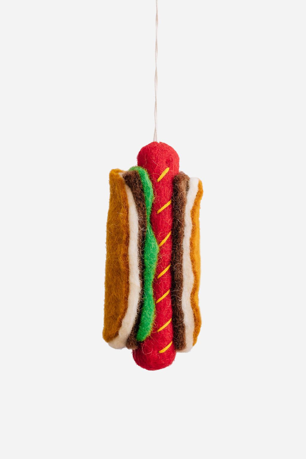 Hot Dog Ornament – Handmade Wool Felt Holiday Decor