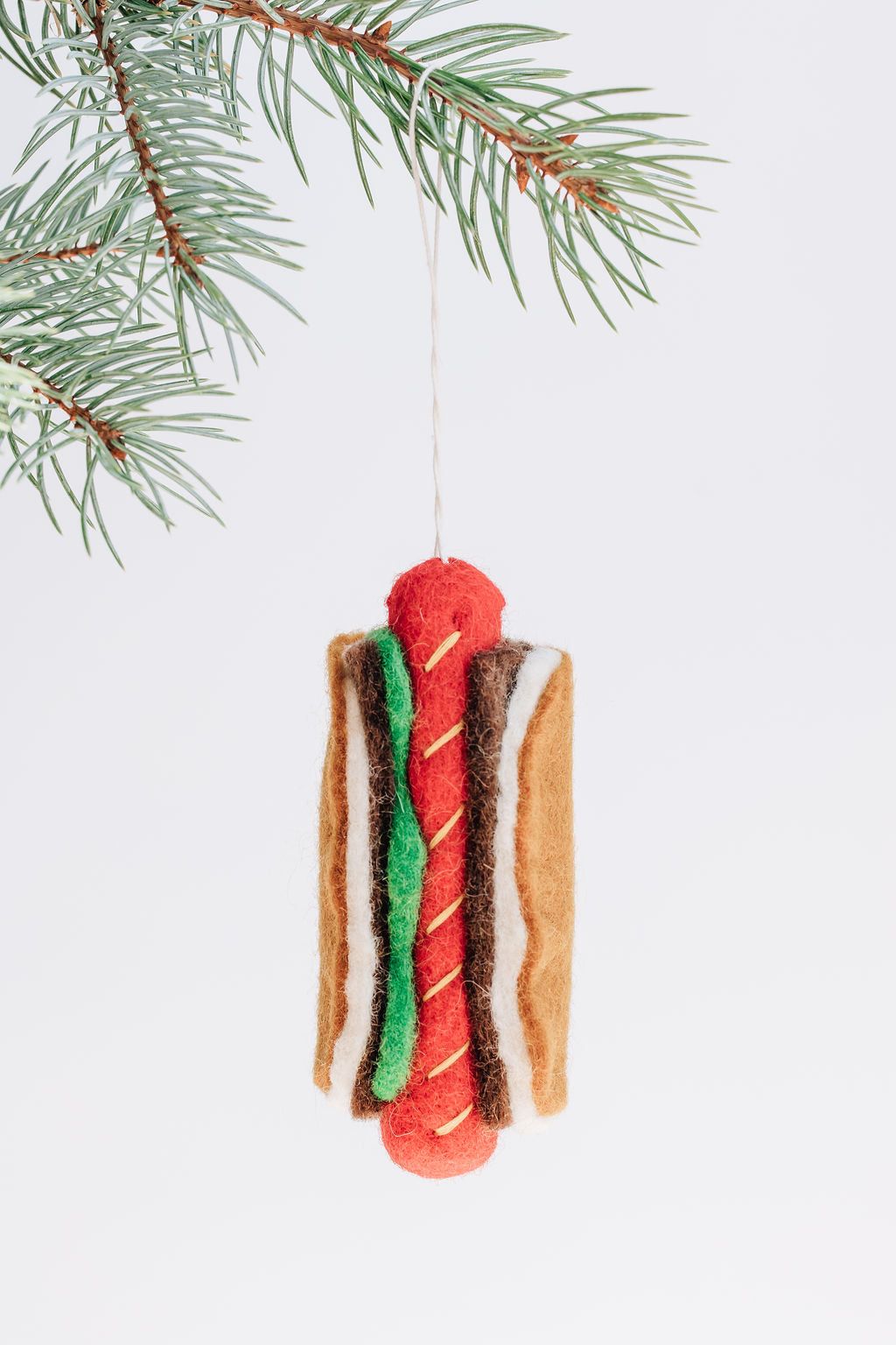 Hot Dog Ornament – Handmade Wool Felt Holiday Decor