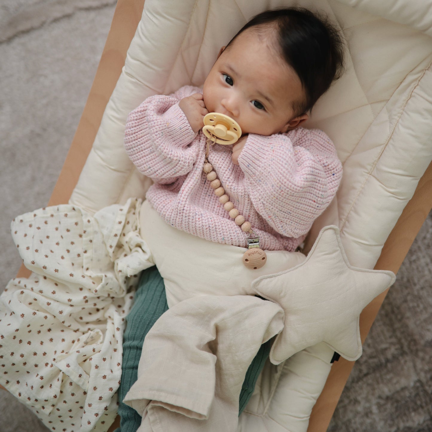 Mushie Organic Cotton Star Baby Lovey Security Blanket