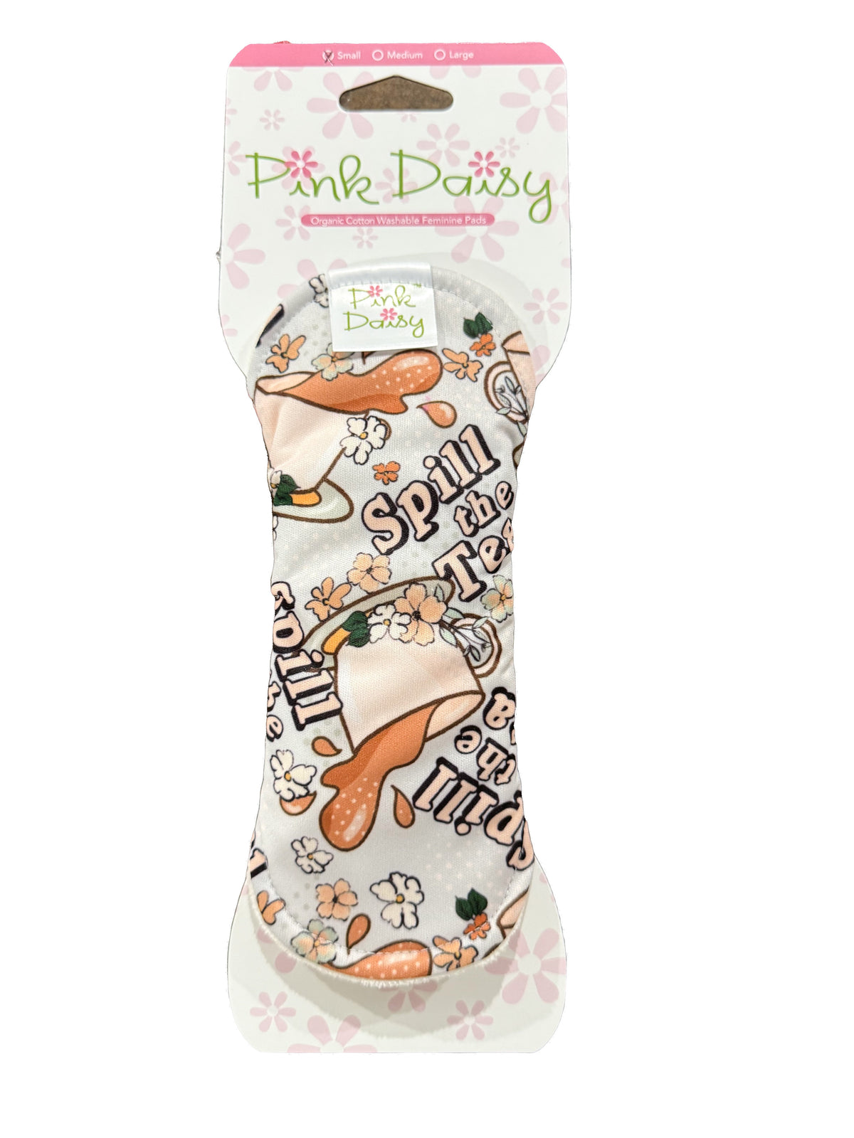 Pink Daisy Reusable Cloth Menstrual Pads – Organic Cotton Velour Top, Snap-On