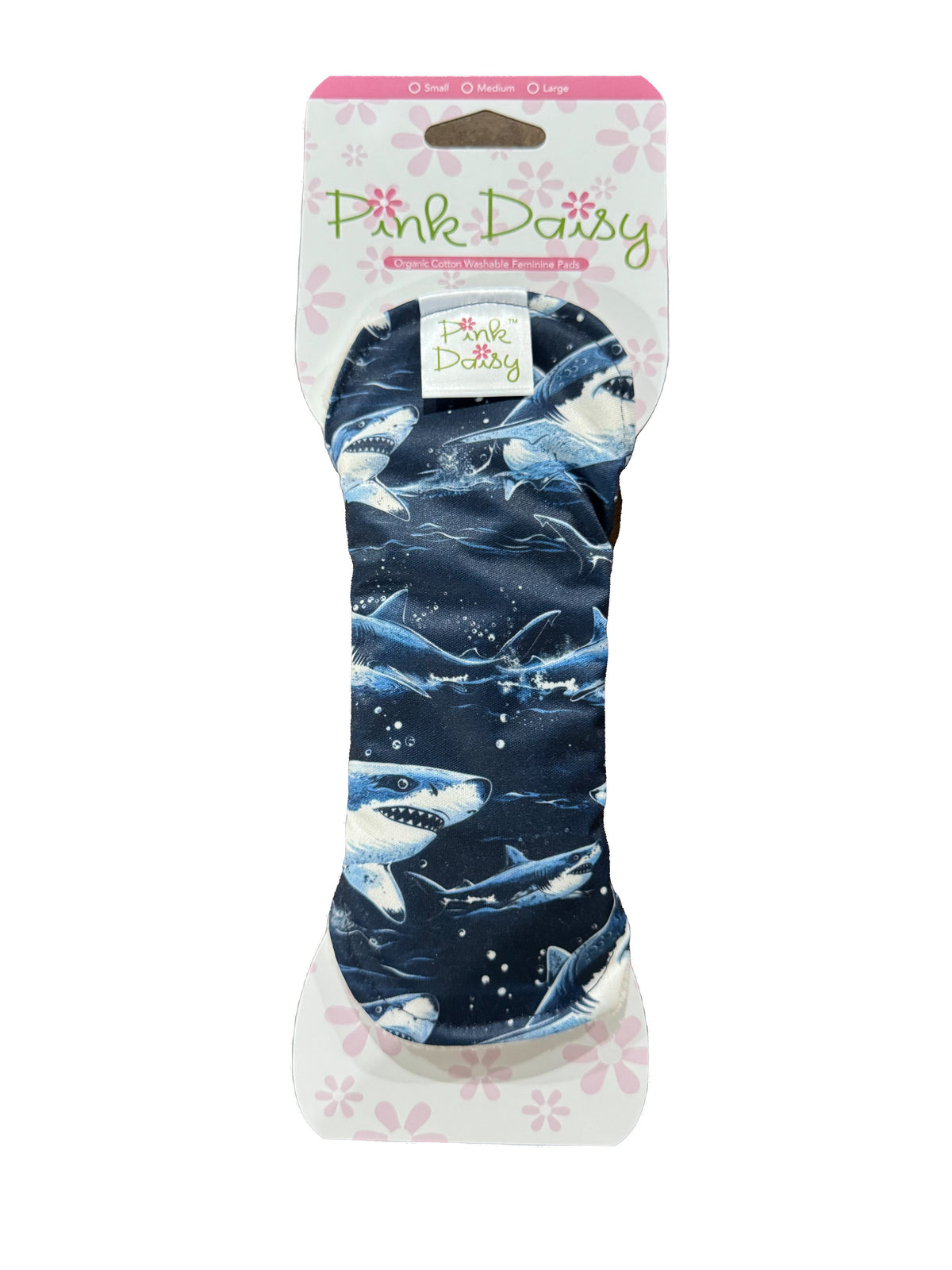 Pink Daisy Reusable Cloth Menstrual Pads – Organic Cotton Velour Top, Snap-On