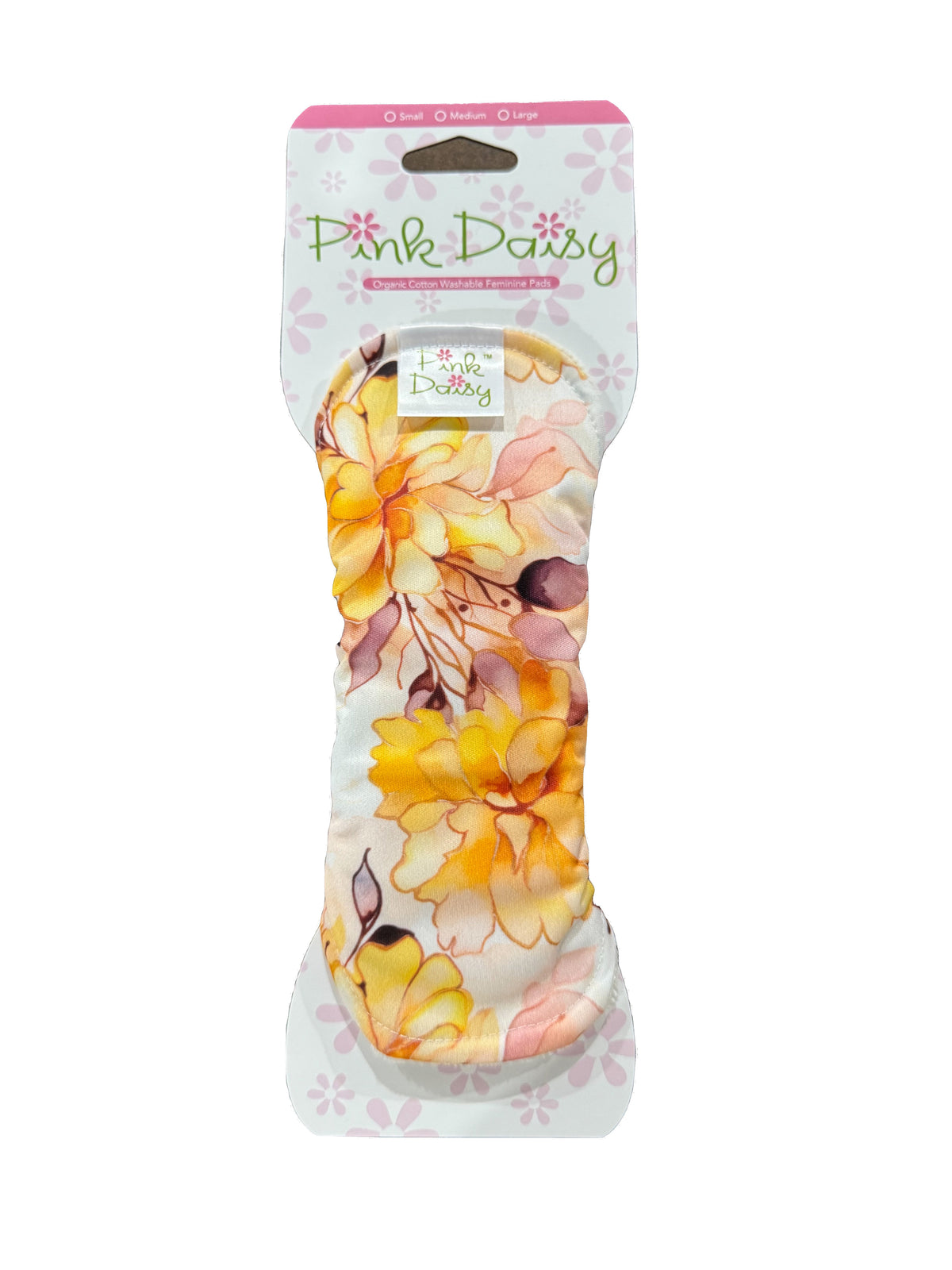 Pink Daisy Reusable Cloth Menstrual Pads – Organic Cotton Velour Top, Snap-On