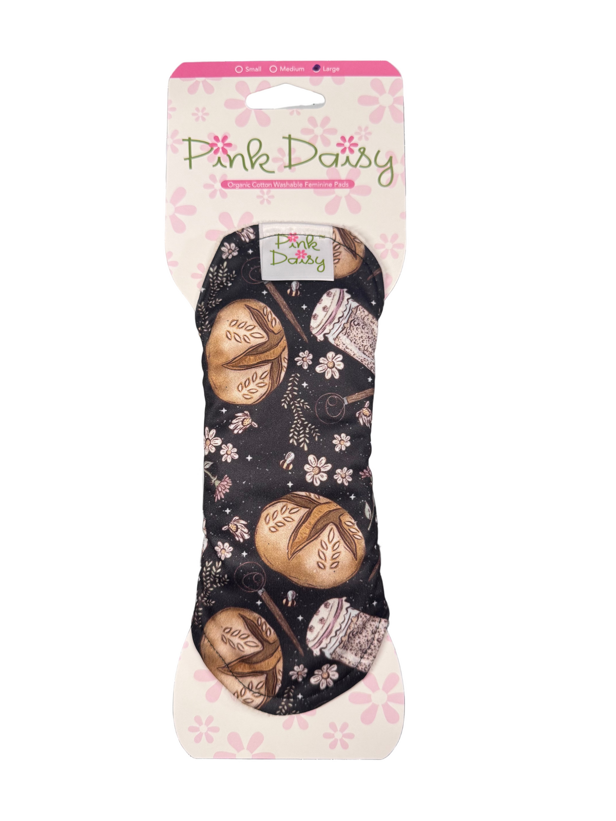 Pink Daisy Reusable Cloth Menstrual Pads – Organic Cotton Velour Top, Snap-On