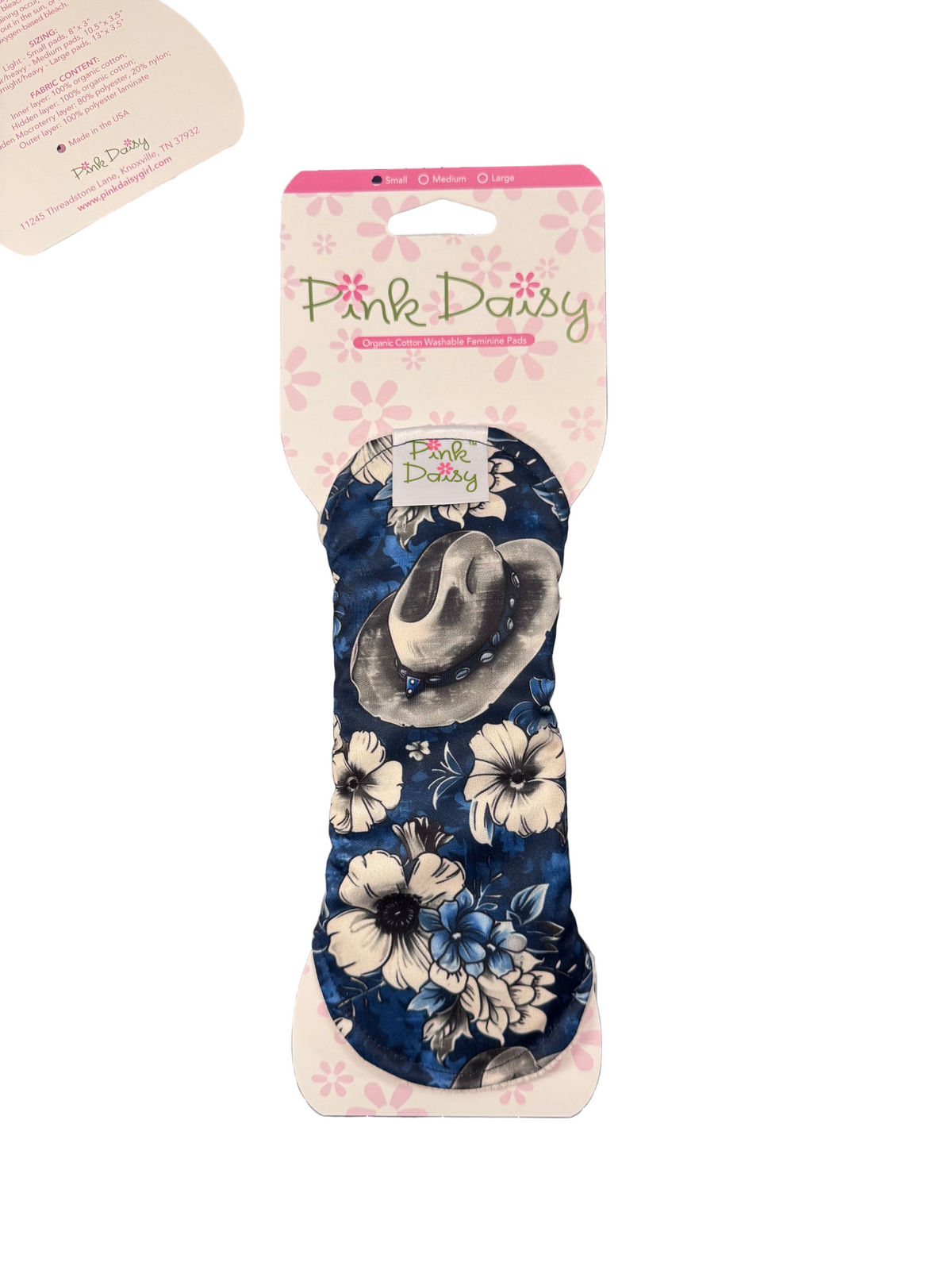 Pink Daisy Reusable Cloth Menstrual Pads – Organic Cotton Velour Top, Snap-On
