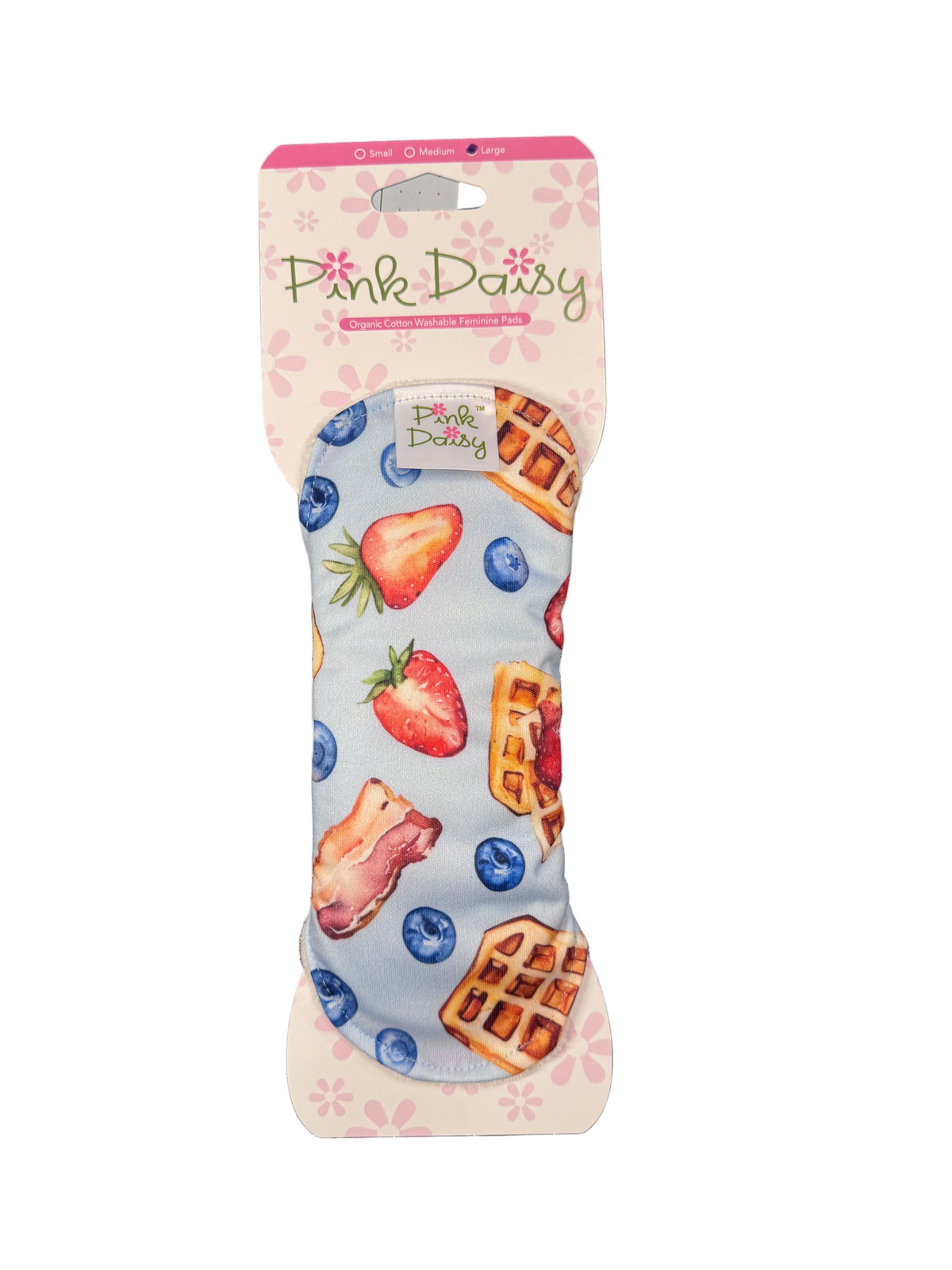 Pink Daisy Reusable Cloth Menstrual Pads – Organic Cotton Velour Top, Snap-On
