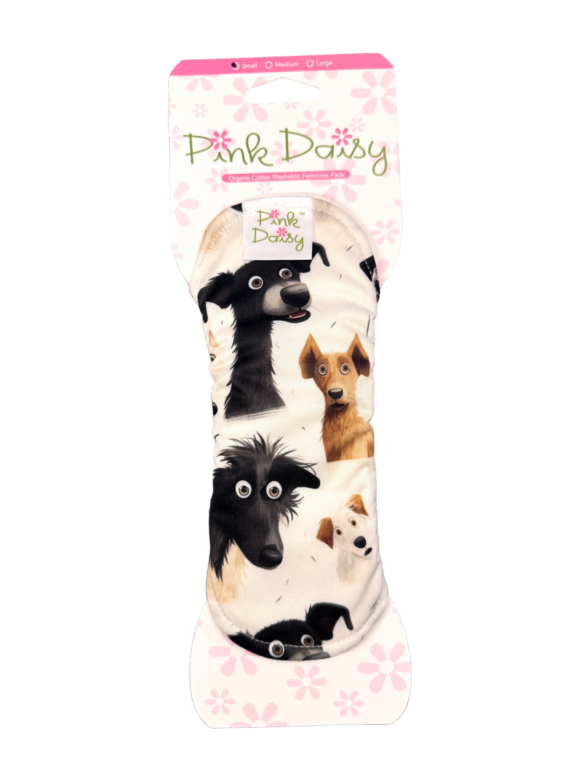 Pink Daisy Reusable Cloth Menstrual Pads – Organic Cotton Velour Top, Snap-On