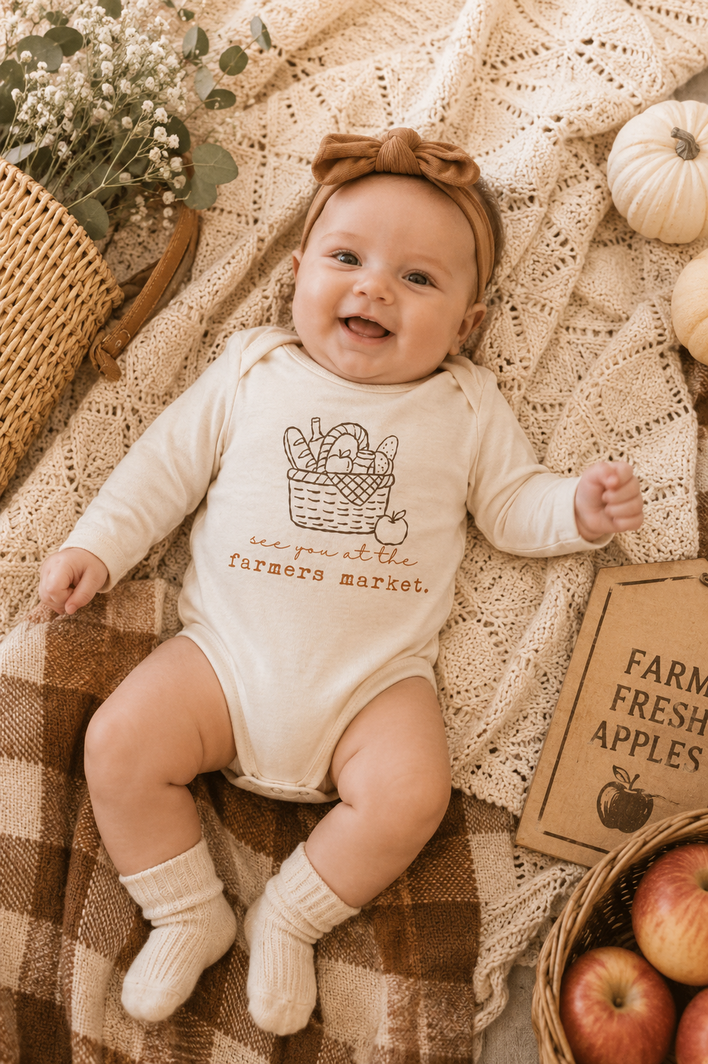 Farmers Market Organic Cotton Baby Bodysuit – Long Sleeve, 0–18M