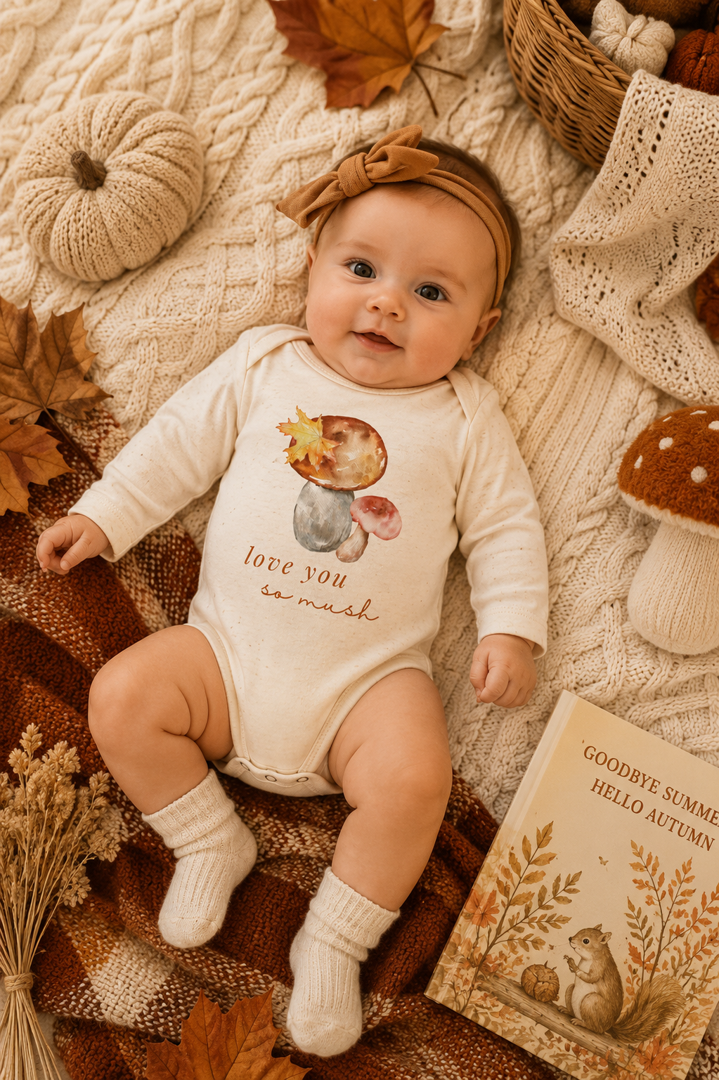 Love You So Mush Organic Cotton Baby Bodysuit – Long Sleeve, 0–18M