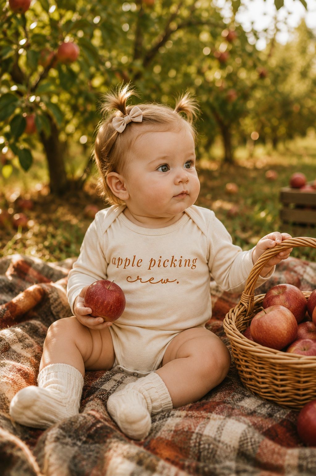 Apple Picking Crew Organic Cotton Baby Bodysuit – Long Sleeve, 0–18M