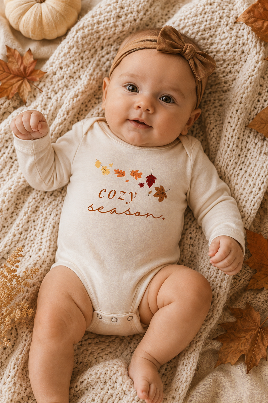 Cozy Season Organic Cotton Baby Bodysuit – Long Sleeve, 0–18M