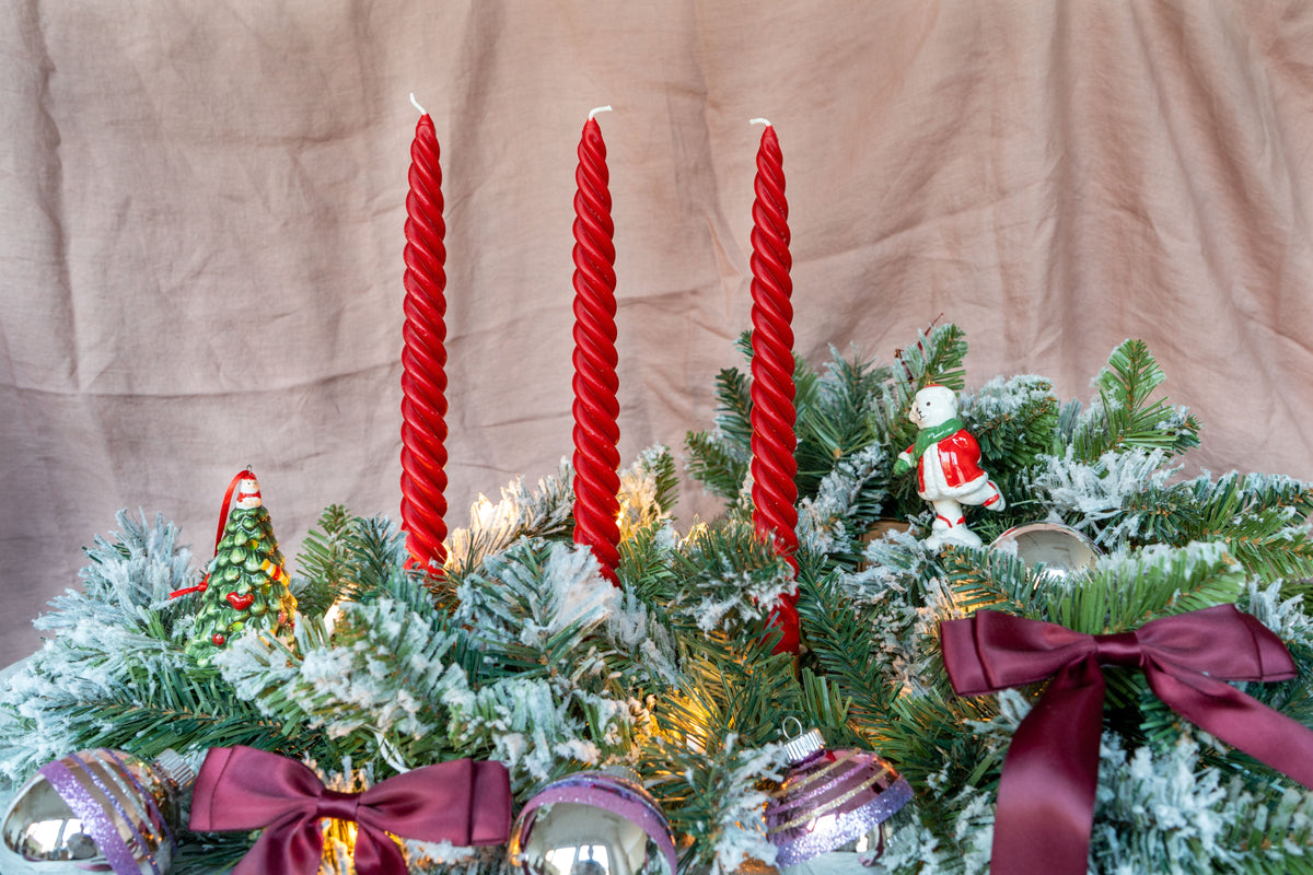 Happy Organics Red Beeswax Dinner Taper Candles – Set of 4
