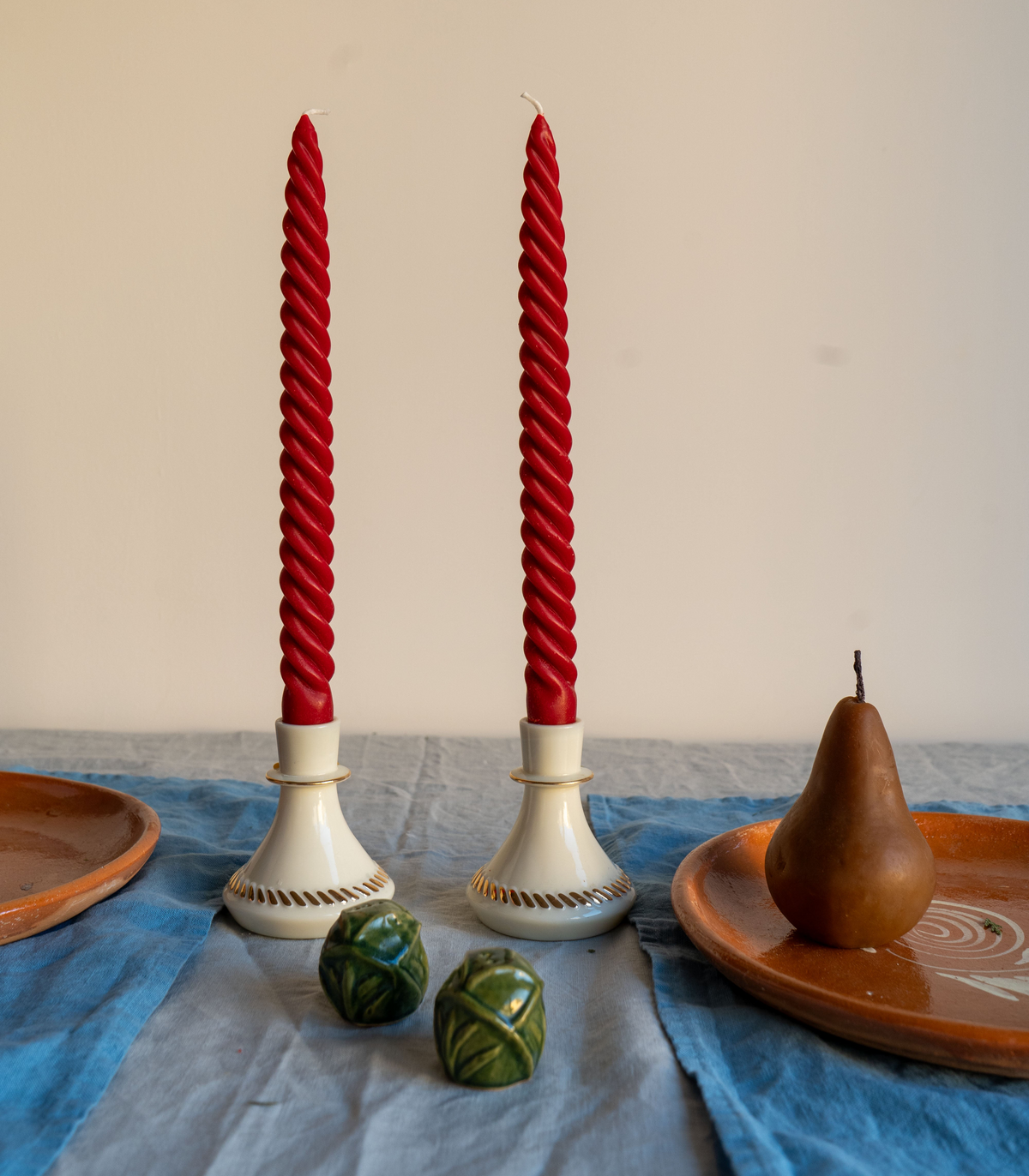 Happy Organics Red Beeswax Dinner Taper Candles – Set of 4