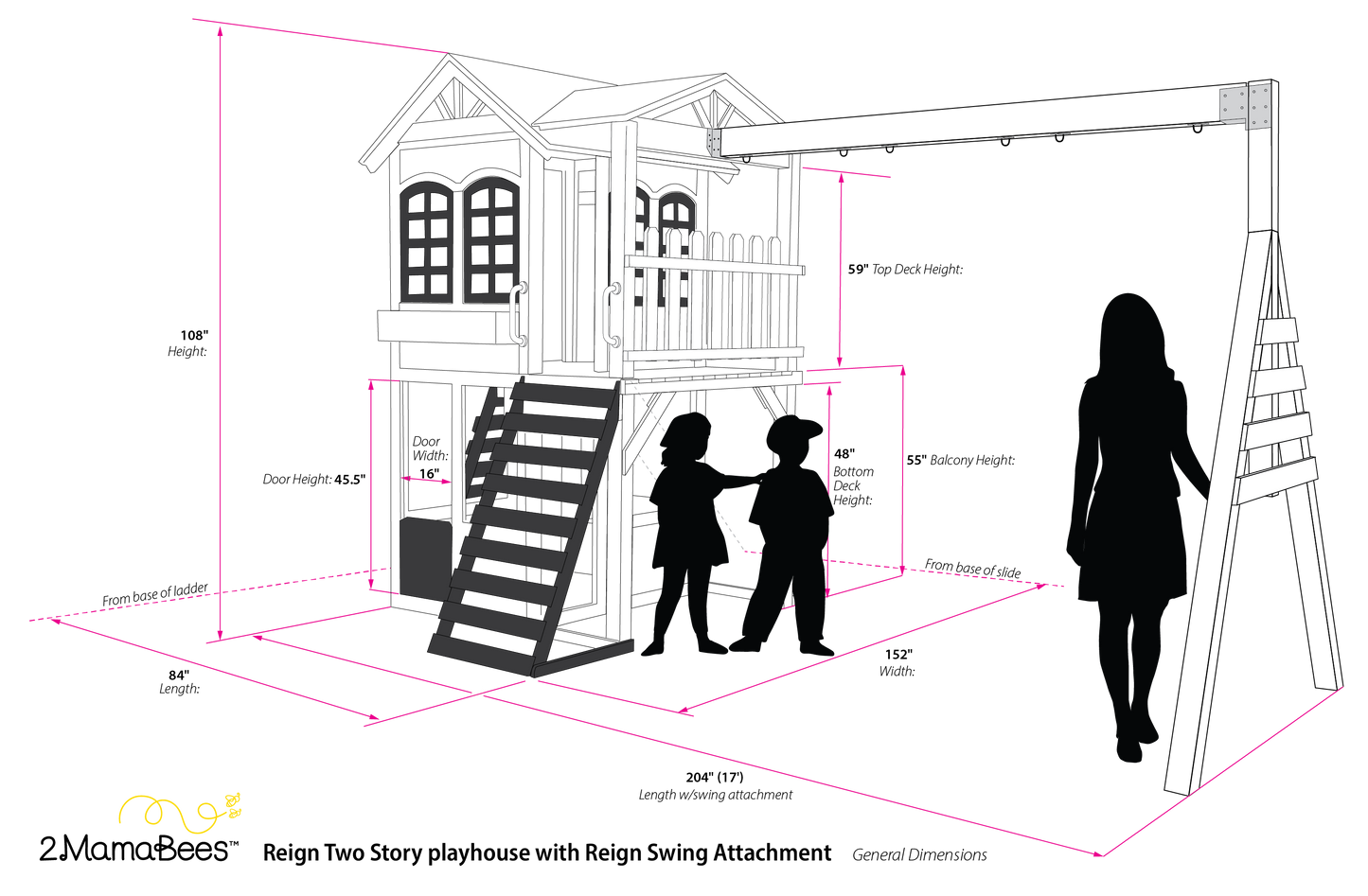 2mamabees Eco-Friendly Wooden Londyn Swing Set