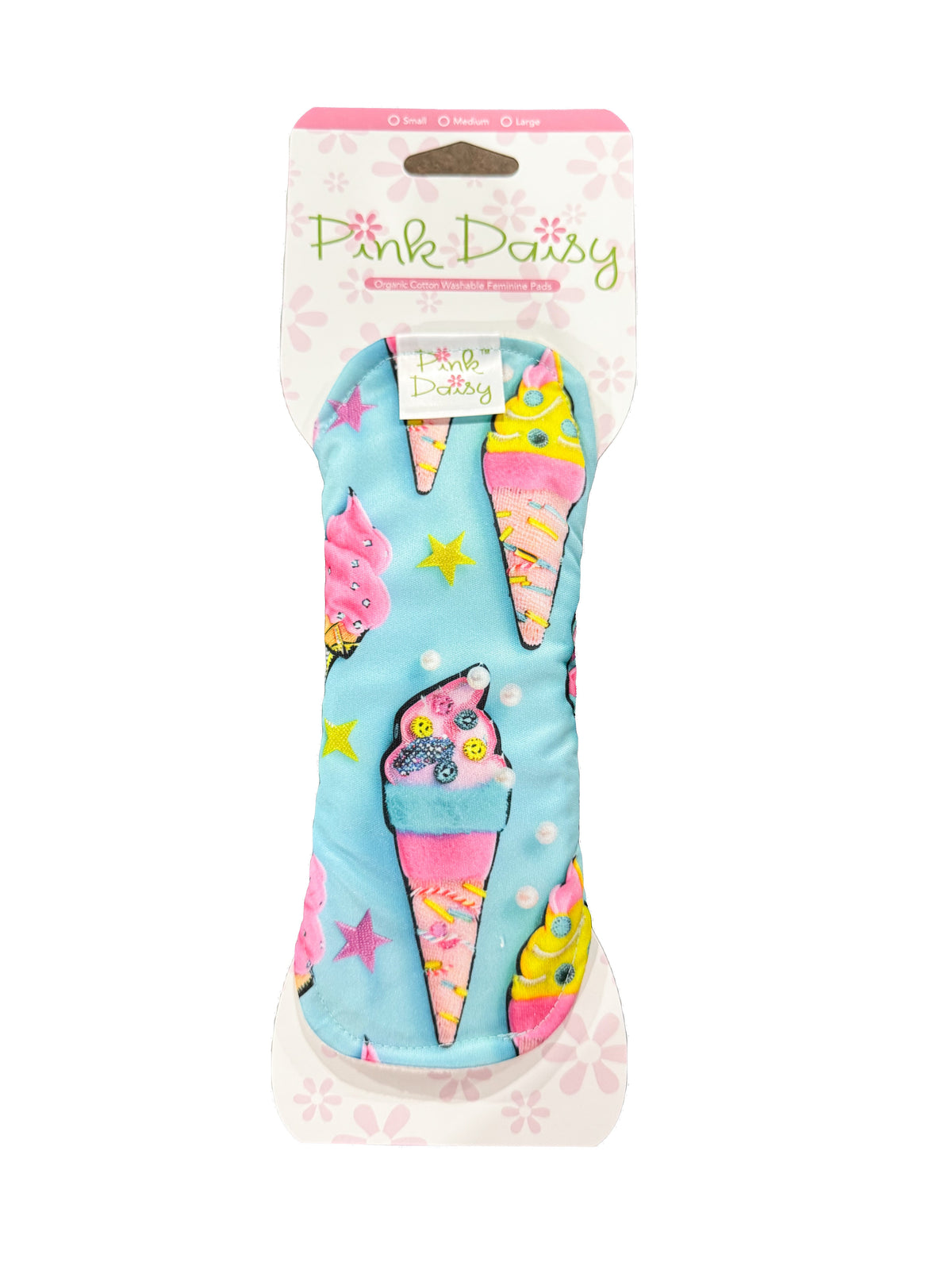 Pink Daisy Reusable Cloth Menstrual Pads – Organic Cotton Velour Top, Snap-On