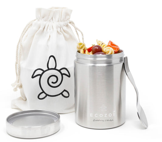 Ecozoi 17 oz Eco-Friendly Stainless Steel Insulated Food Jar with Spork & Lunch Bag