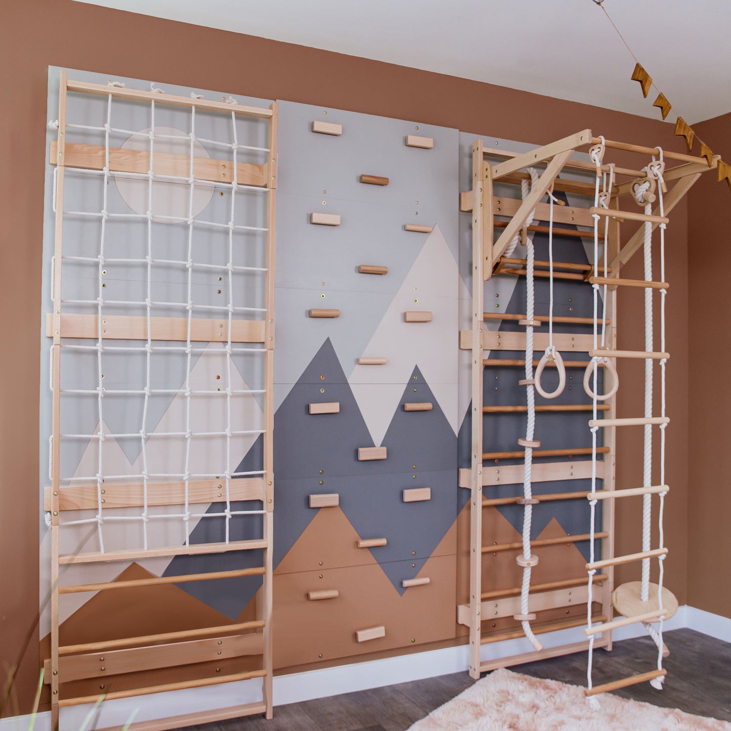 Wood and Hearts 3-in-1 Swedish Ladder Wall Gym for Kids 3+