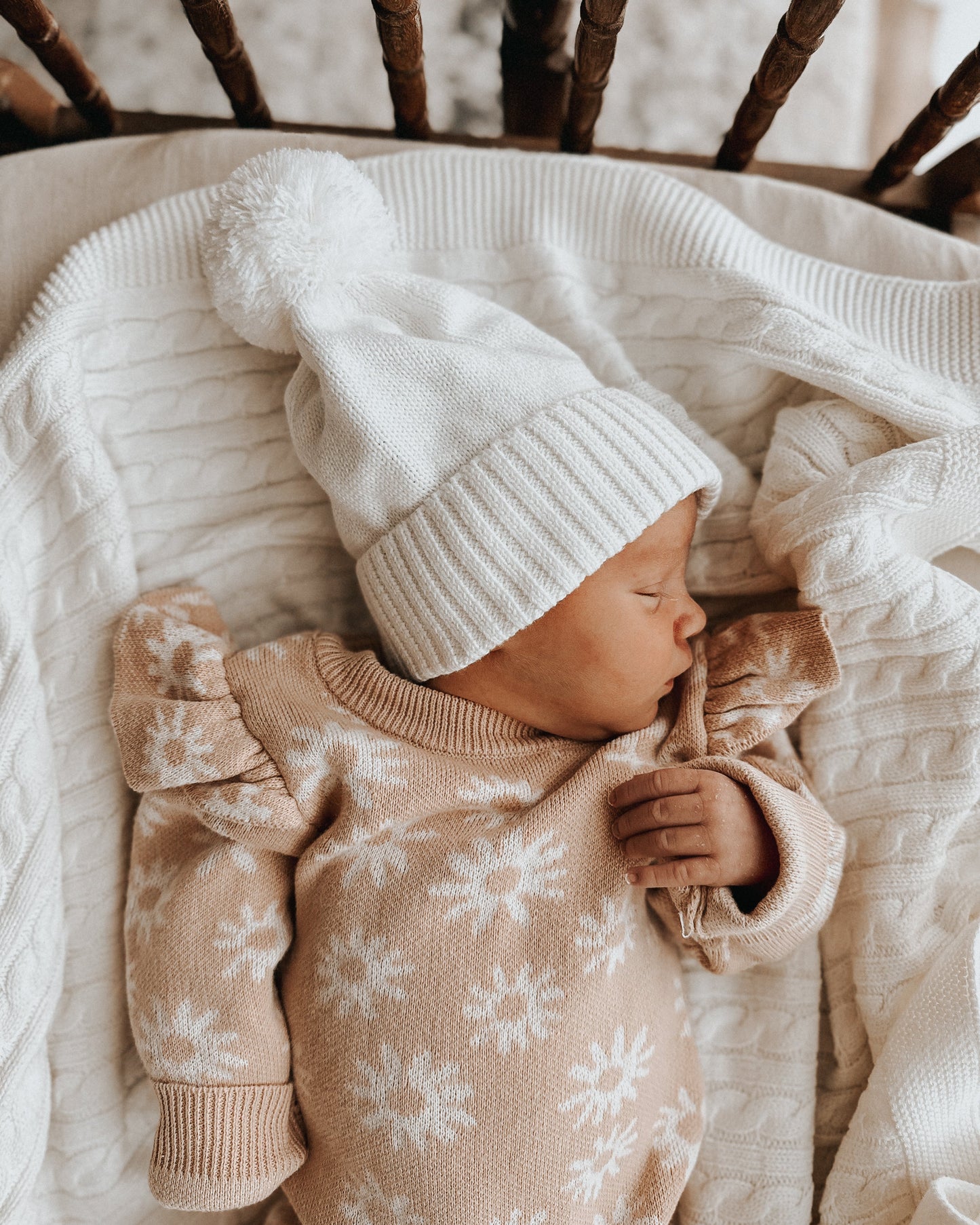 Luna + Luca Floral Organic Cotton Baby Girl Knit Jacquard Jumpsuit Onesie