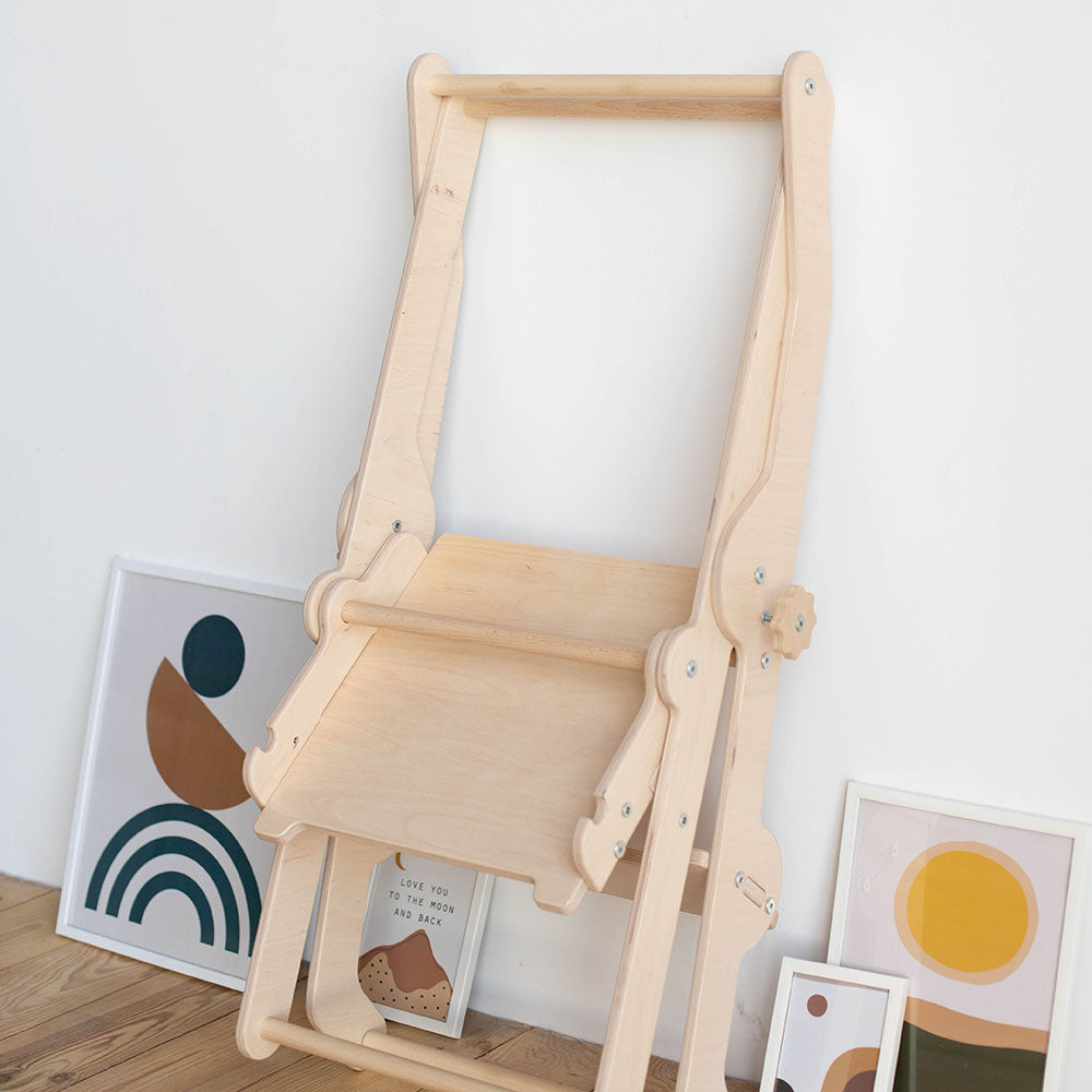 Wood and Hearts Eco-Friendly Wooden Foldable Kitchen Tower Toddler Step Stool