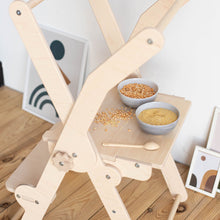 Load image into Gallery viewer, Wood and Hearts Eco-Friendly Wooden Foldable Kitchen Tower Toddler Step Stool
